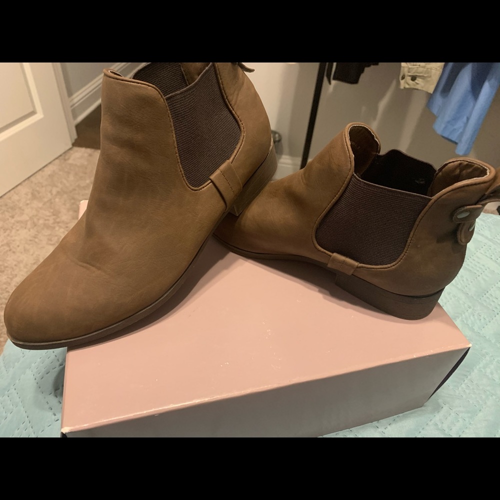 Brown flat booties